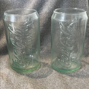 Coca Cola Can Shape Green Glasses-Set of 2